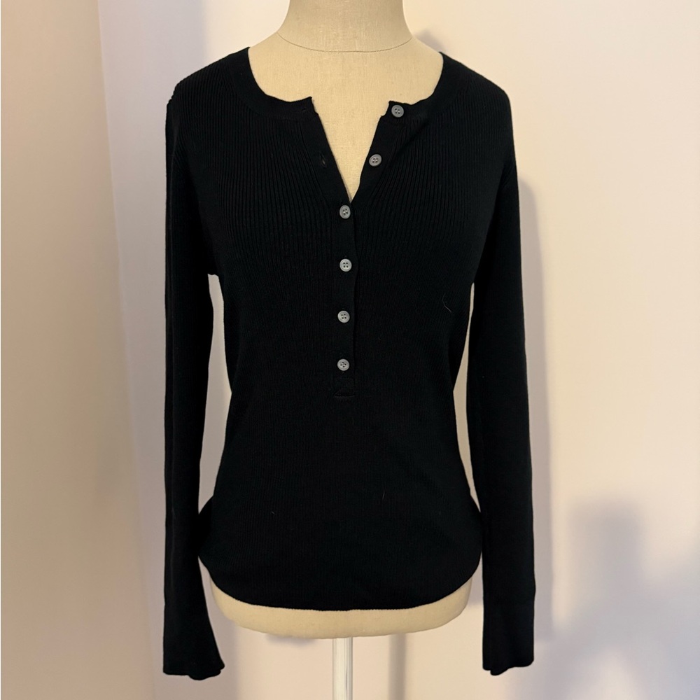 Black Button-Up Women's Top